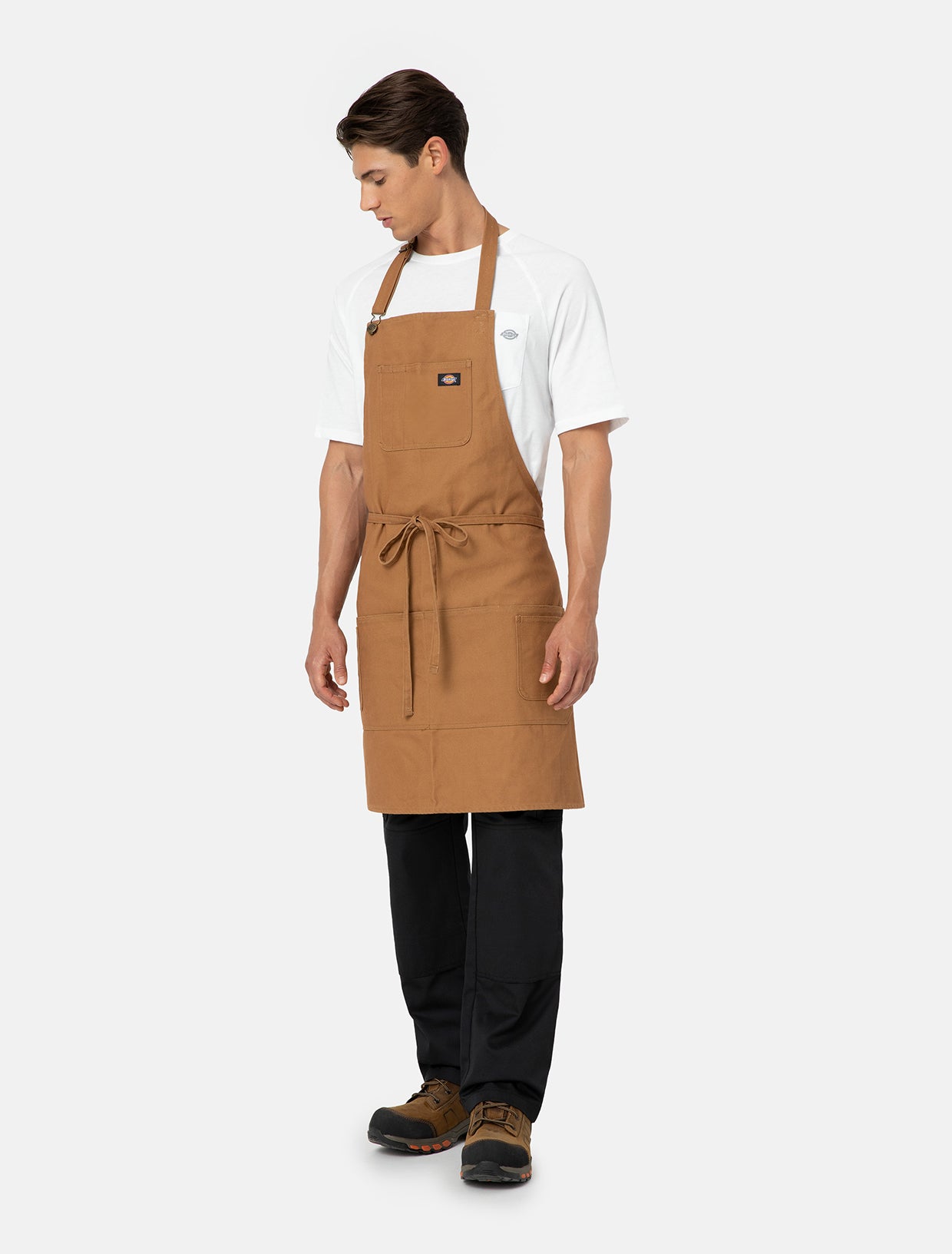 トップス papier Apron brown Fileas Bib Apron – Taupe with Contrasting Neck Strap (Unisex)
